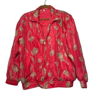 coAco Silk Tulip Windbreaker Jacket Womens M Pink Coral Y2K Light Weight Coat